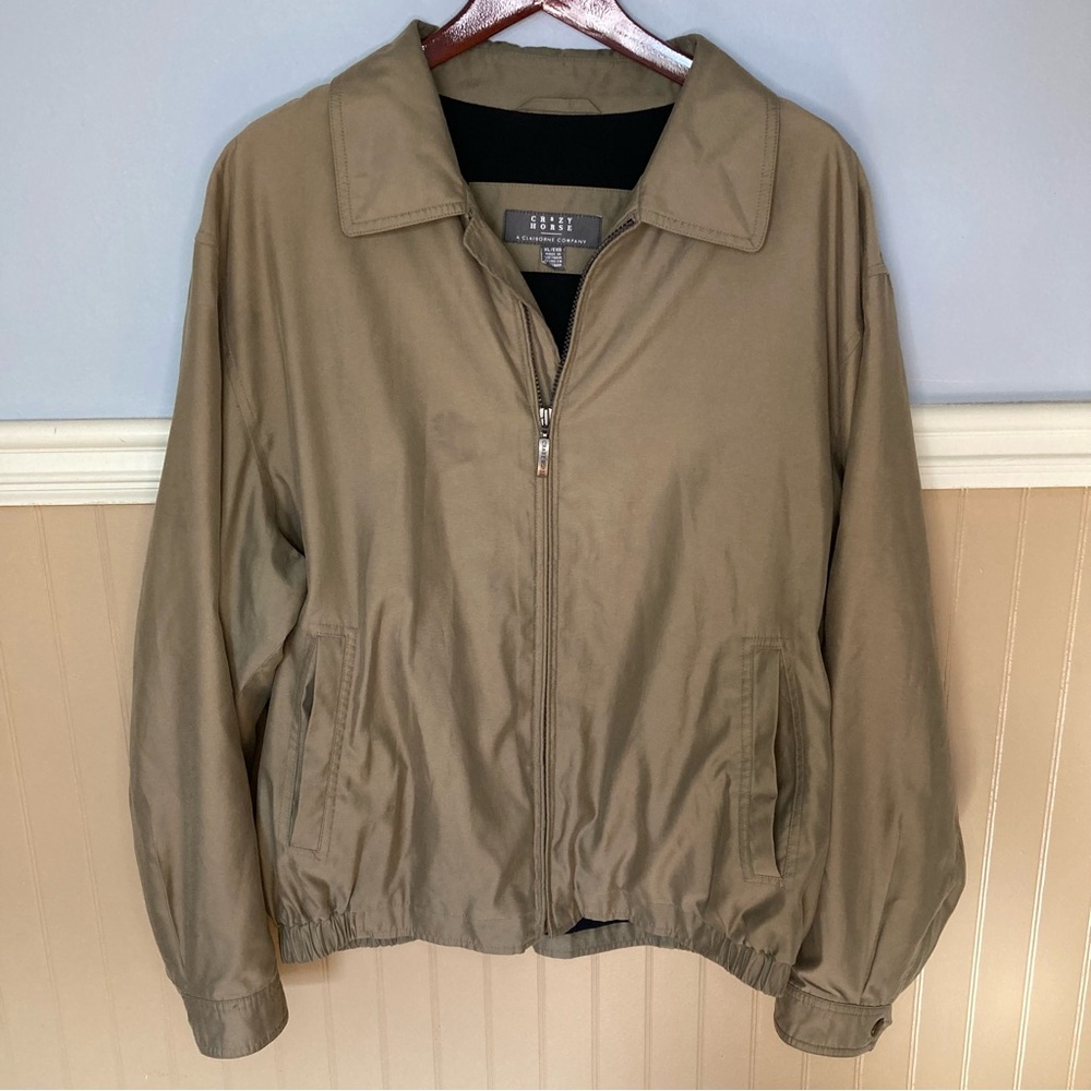 Crazy Horse by Liz Claiborne Bomber Golf Jacket Men’s XL Khaki Tan Beige